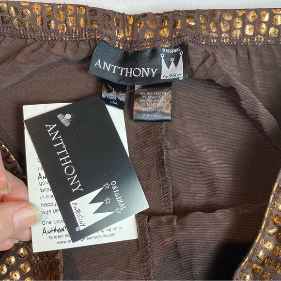 Antthony Original Womens Pants Brown Copper Metallic Reptile Pull On Sz L NWT - Picture 3 of 9